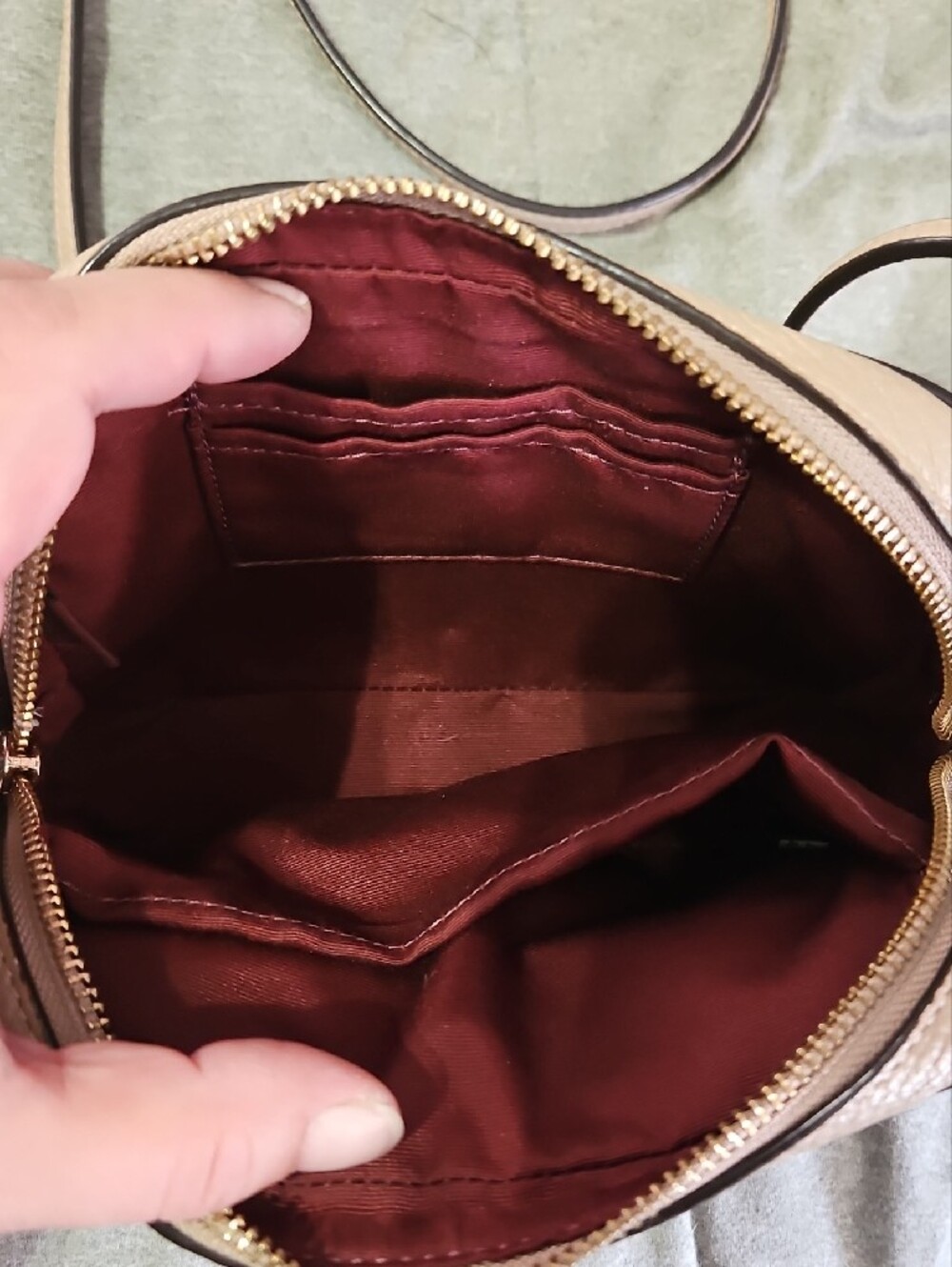Coach Taupe Pebbled Leather Crossbody Bag NWOT - Picture 9 of 14